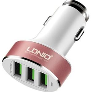 LDNIO 3 PORT USB CAR CHARGER - ROSEGOLD